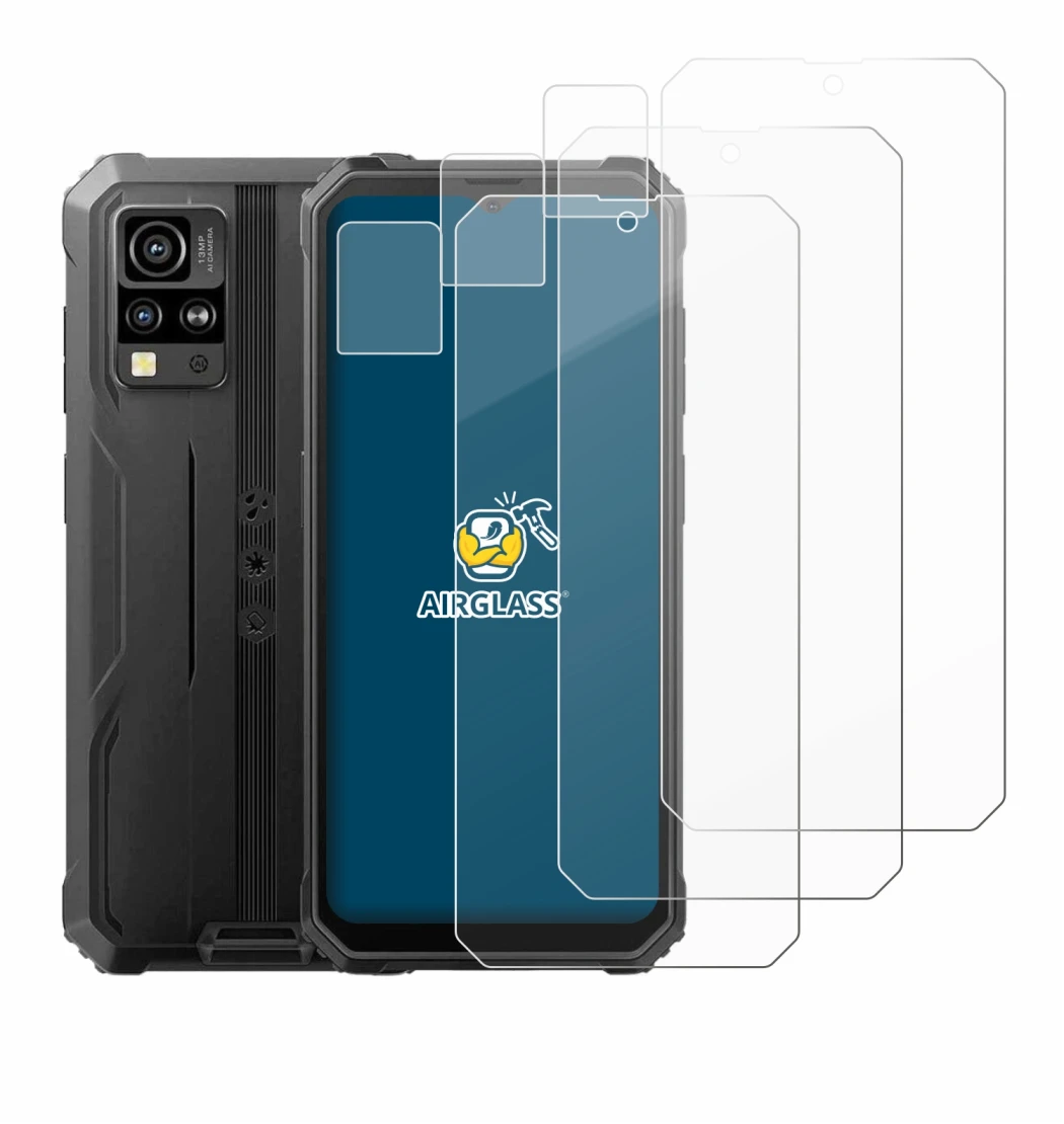 Abbildung des Geräts Blackview BV4800 SE (Display+Kamera) mit einer Vielzahl des Displayschutzes.