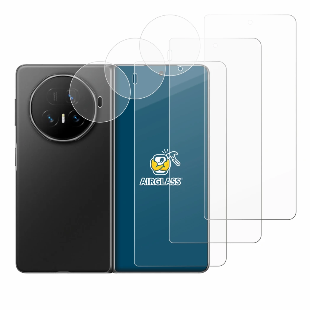 Abbildung des Geräts Honor Magic V5 (Display+Kamera) mit einer Vielzahl des Displayschutzes.