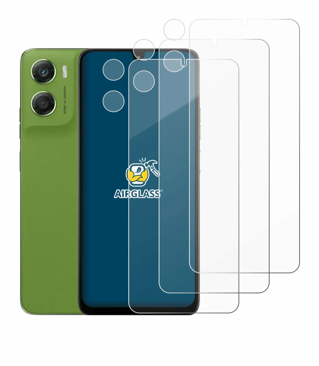 Abbildung des Geräts Motorola Moto G06 (Display+Kamera) mit einer Vielzahl des Displayschutzes.