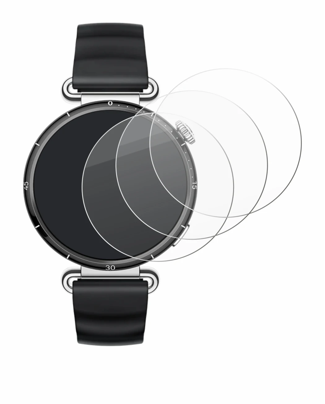 Abbildung des Geräts Huawei Watch GT 6 (41 mm) mit einer Vielzahl des Displayschutzes.