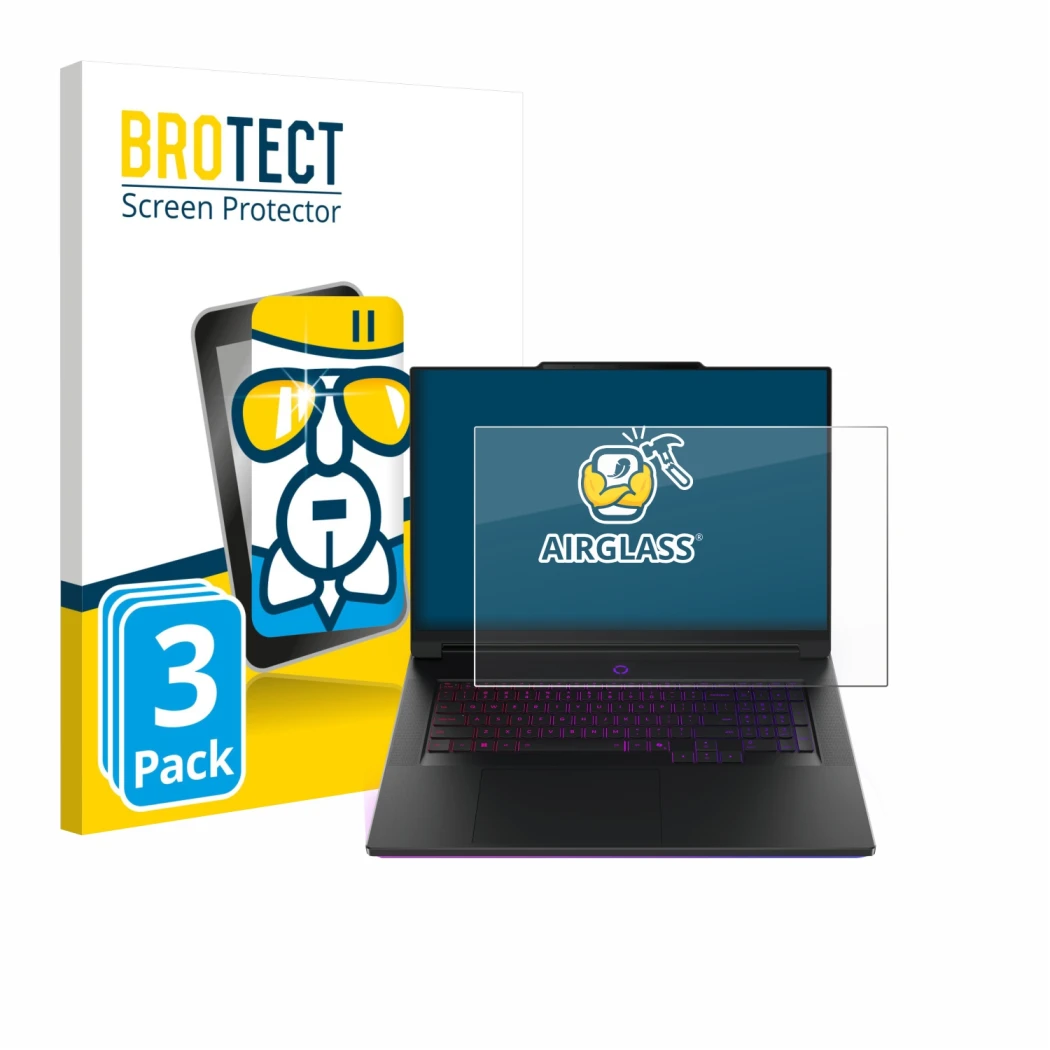 Vorderseite einer Produktverpackung mit dem Markenlogo BROTECT. Daneben ist das Gerät Lenovo Legion 9i Gen 10 18