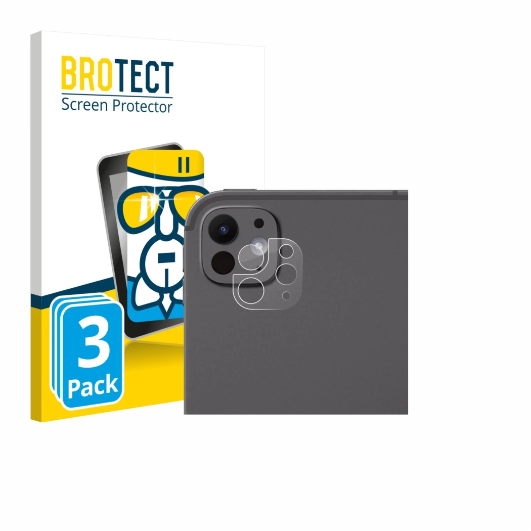 Vorderseite einer Produktverpackung mit dem Markenlogo BROTECT. Daneben ist das Gerät Apple iPad Pro 13