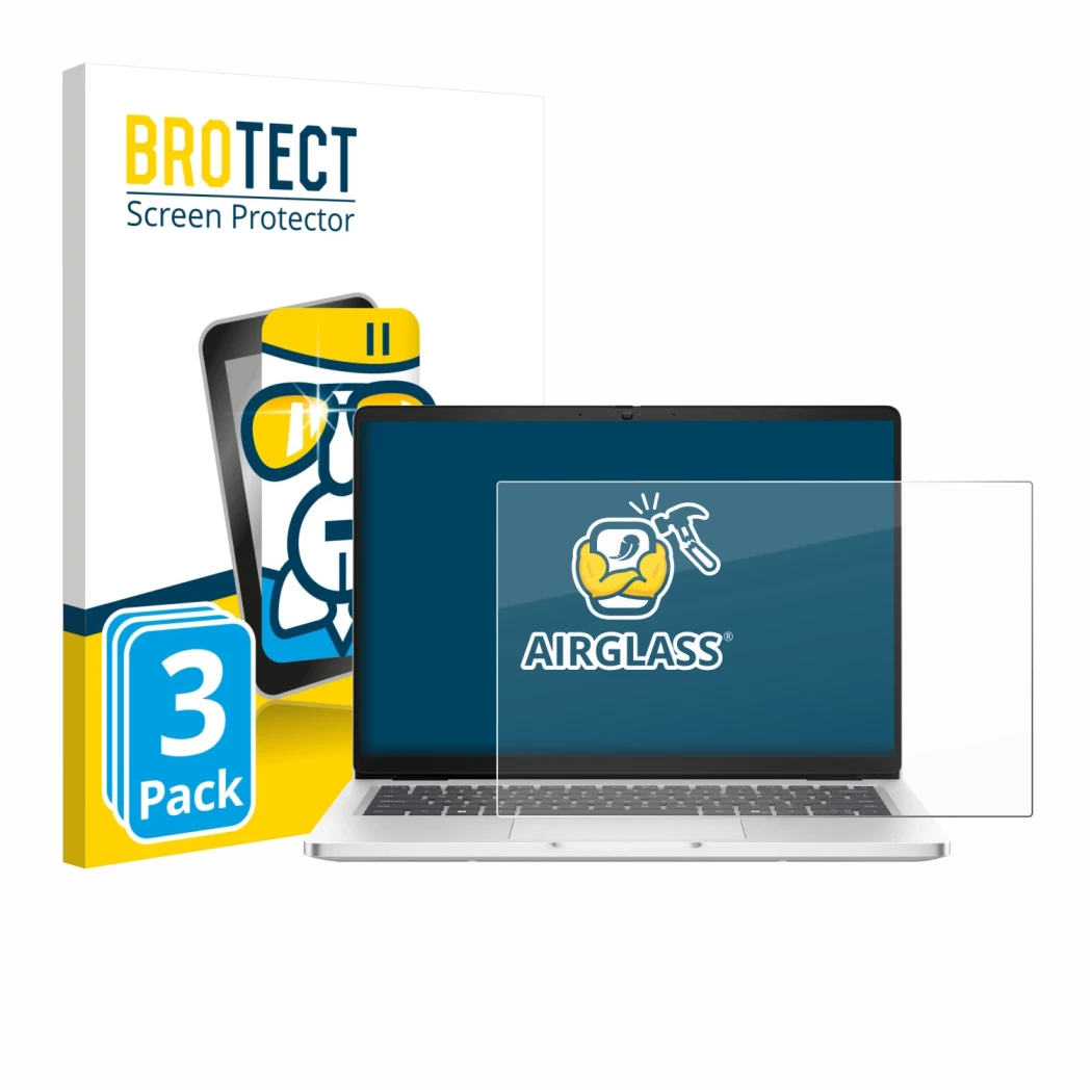 Vorderseite einer Produktverpackung mit dem Markenlogo BROTECT. Daneben ist das Gerät Dell Pro 14 Premium PA14250 Non-Touch mi