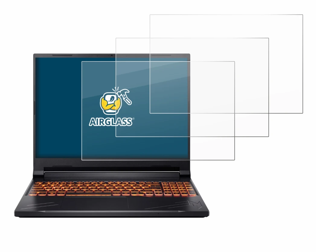 Abbildung des Geräts Acer Nitro V 16 mit einer Vielzahl des Displayschutzes.
