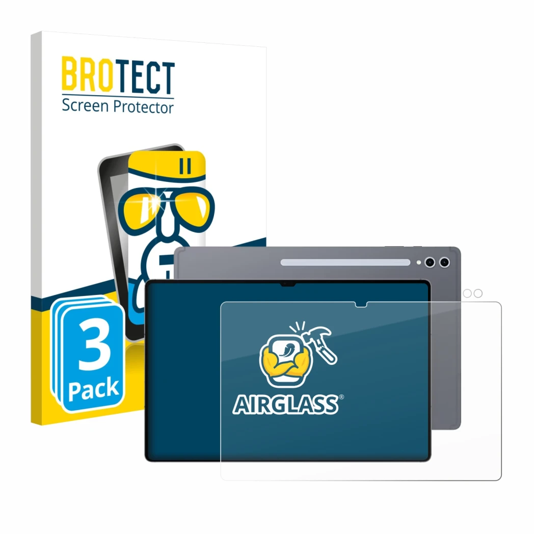 Vorderseite einer Produktverpackung mit dem Markenlogo BROTECT. Daneben ist das Gerät Samsung Galaxy Tab S10 Ultra (Display+Ka