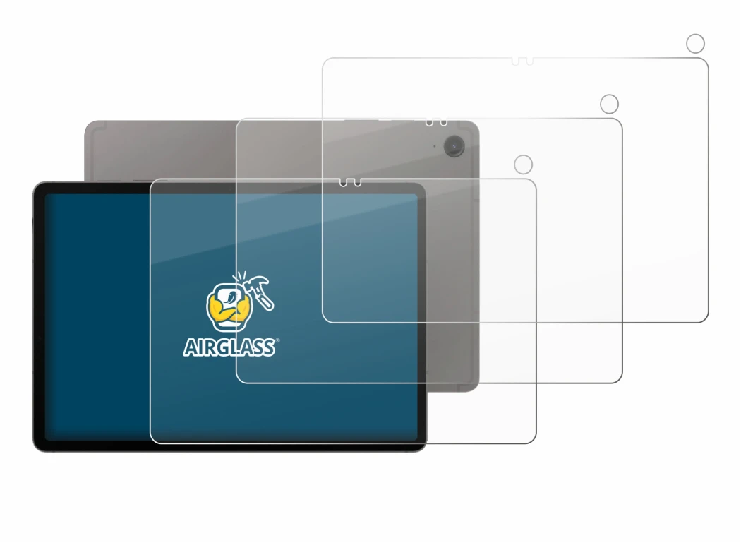 Abbildung des Geräts Samsung Galaxy Tab S9 FE (Display+Kamera) mit einer Vielzahl des Displayschutzes.
