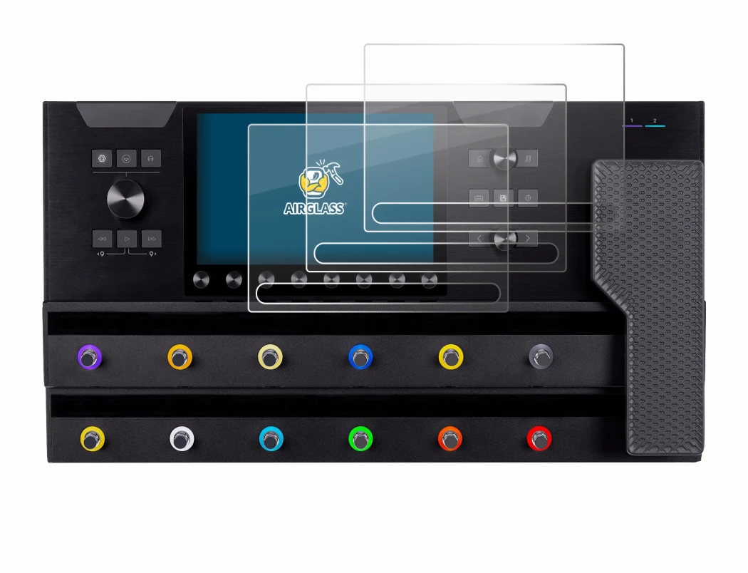 Abbildung des Geräts Line 6 Helix Stadium XL mit einer Vielzahl des Displayschutzes.