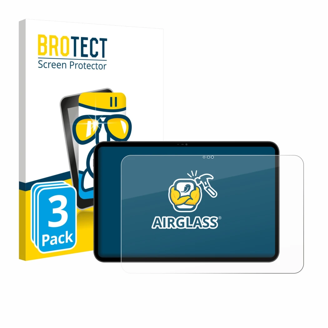 Vorderseite einer Produktverpackung mit dem Markenlogo BROTECT. Daneben ist das Gerät Blackview Oscal Pad 200 mit dem zugehöri