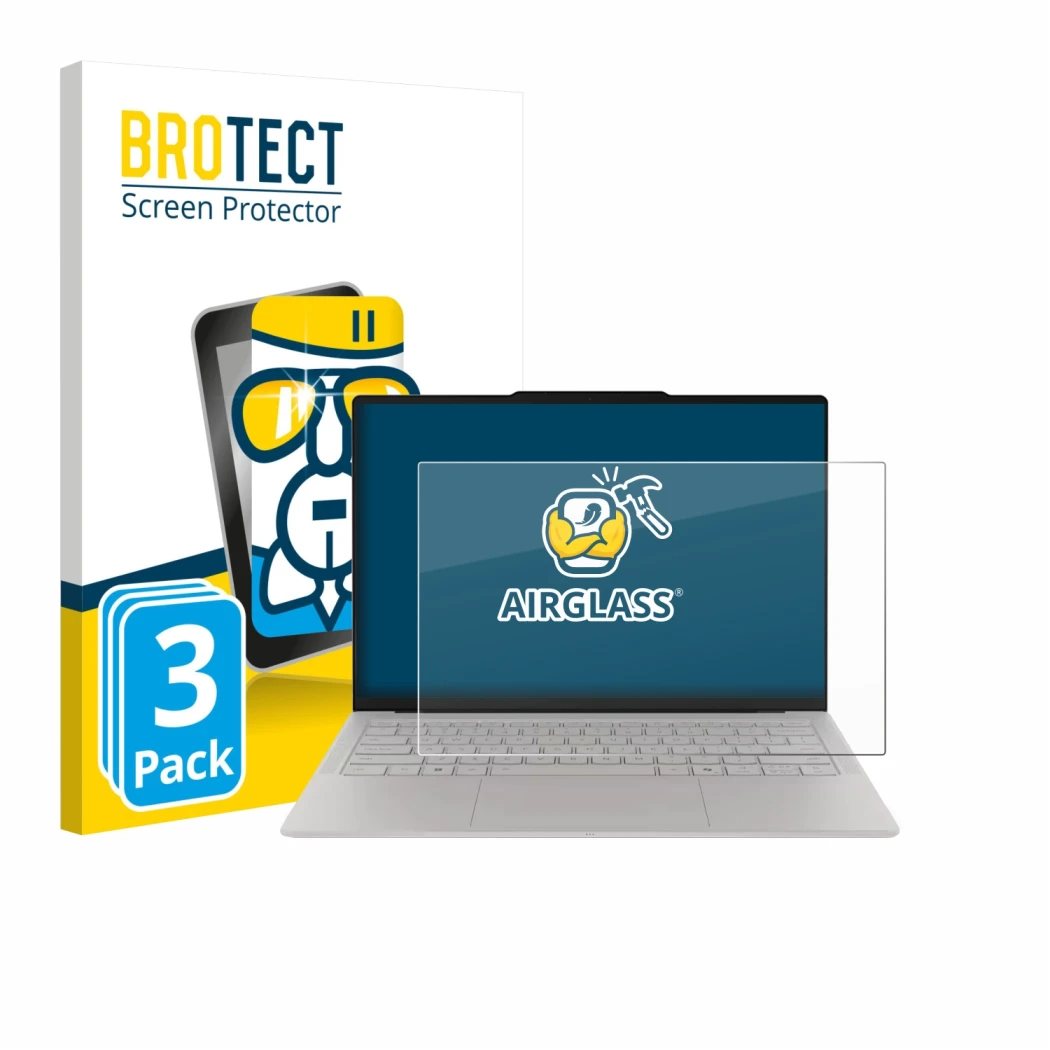 Vorderseite einer Produktverpackung mit dem Markenlogo BROTECT. Daneben ist das Gerät Lenovo Yoga Slim 7i Ultra Gen 11 Aura Ed