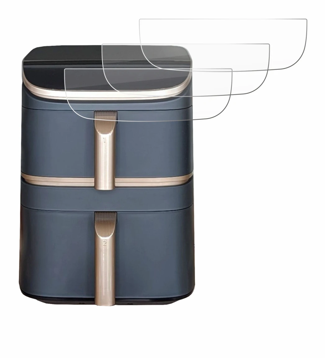 Abbildung des Geräts Cosori Turbo Tower Pro mit einer Vielzahl des Displayschutzes.