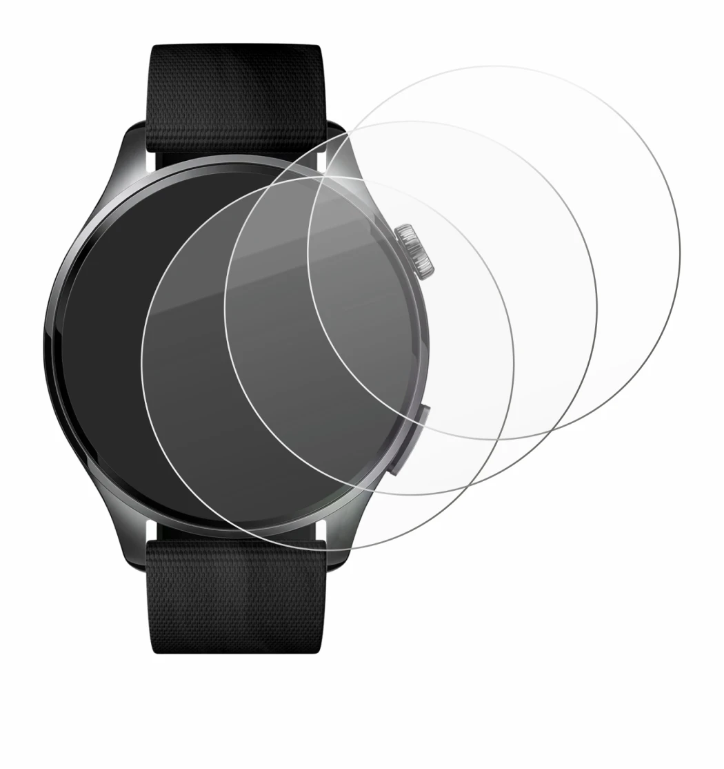 Abbildung des Geräts Xiaomi Watch 5 (47 mm) mit einer Vielzahl des Displayschutzes.