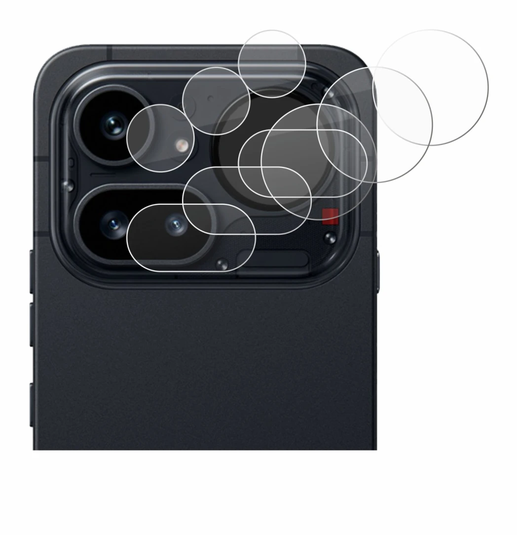Abbildung des Geräts Nothing Phone (4a) Pro (NUR Kameraschutz) mit einer Vielzahl des Displayschutzes.