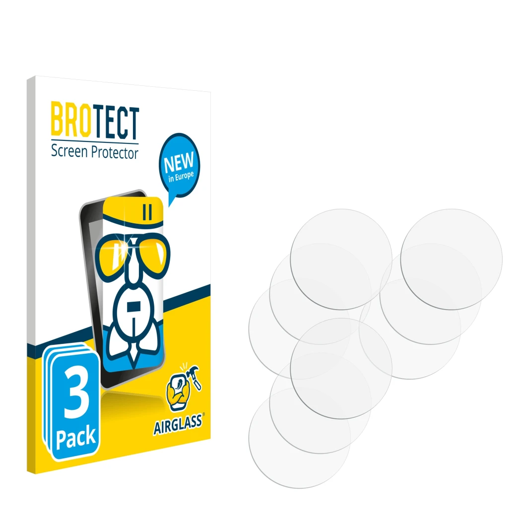 Vorderseite einer Produktverpackung mit dem Markenlogo BROTECT. Daneben ist der zugehörige Displayschutz.