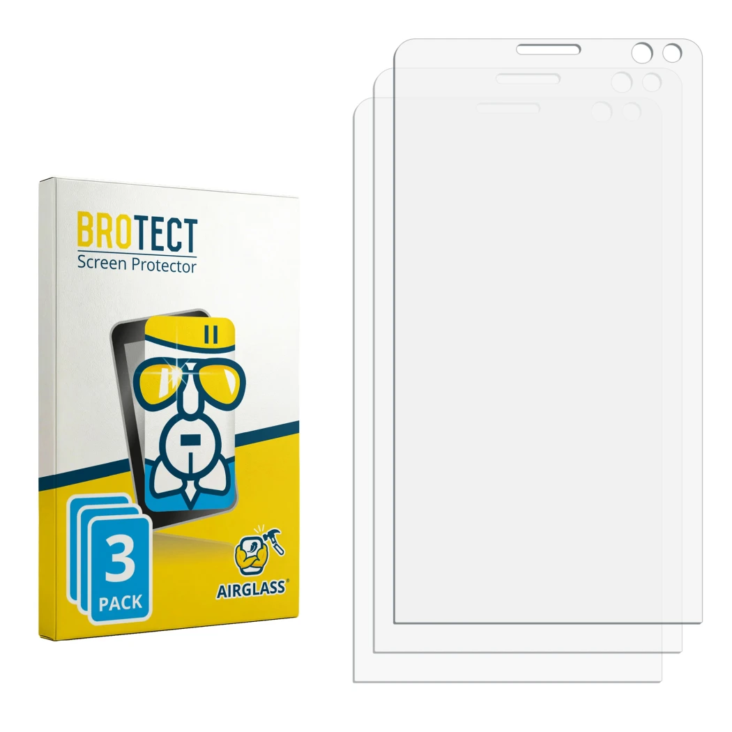Vorderseite einer Produktverpackung mit dem Markenlogo BROTECT. Daneben ist der zugehörige Displayschutz.