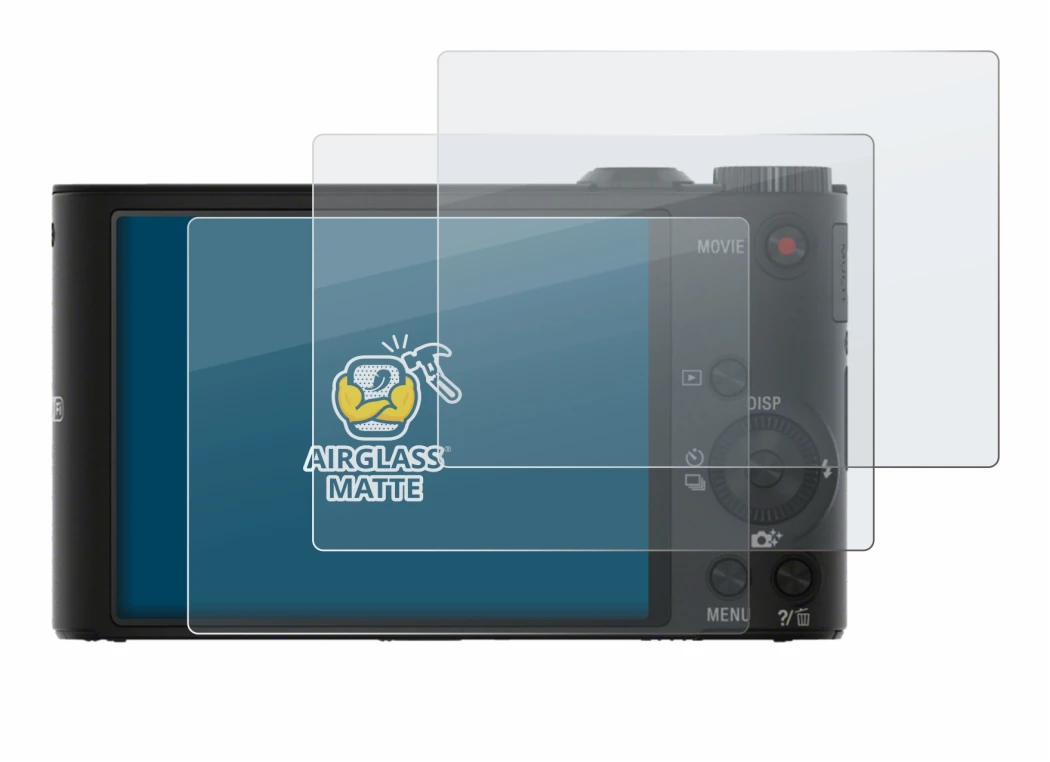 Abbildung des Geräts Sony Cyber-Shot DSC-WX350 mit einer Vielzahl des Displayschutzes.