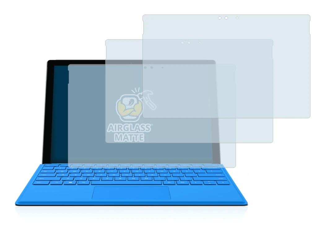 Abbildung des Geräts Microsoft Surface Pro 4 mit einer Vielzahl des Displayschutzes.