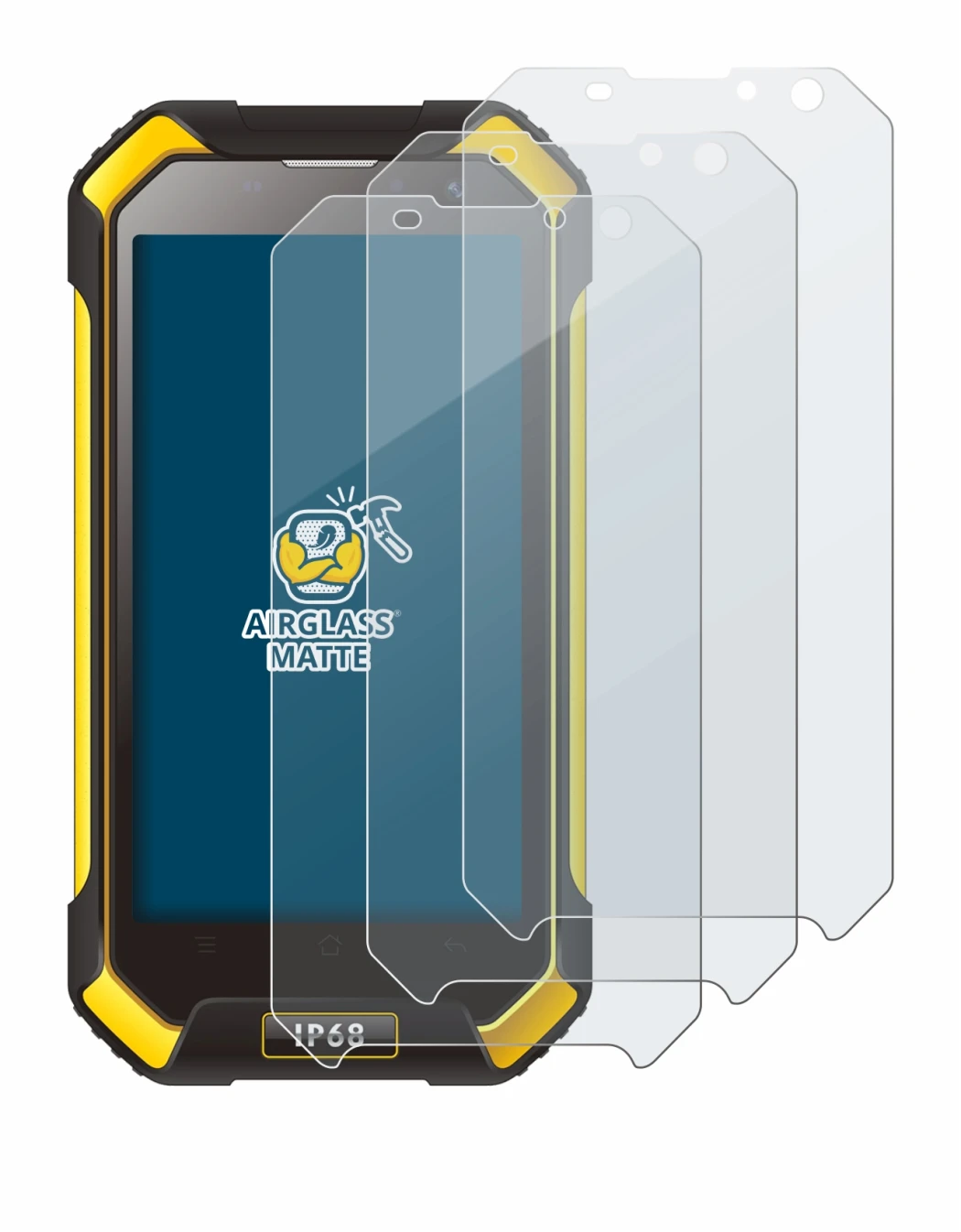 Abbildung des Geräts Blackview BV6000 mit einer Vielzahl des Displayschutzes.