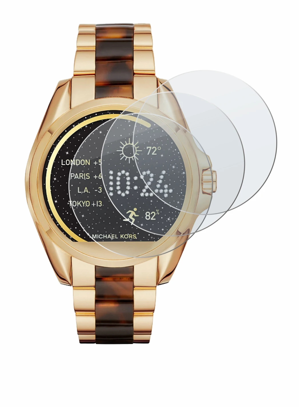 Abbildung des Geräts Michael Kors Access Bradshaw mit einer Vielzahl des Displayschutzes.