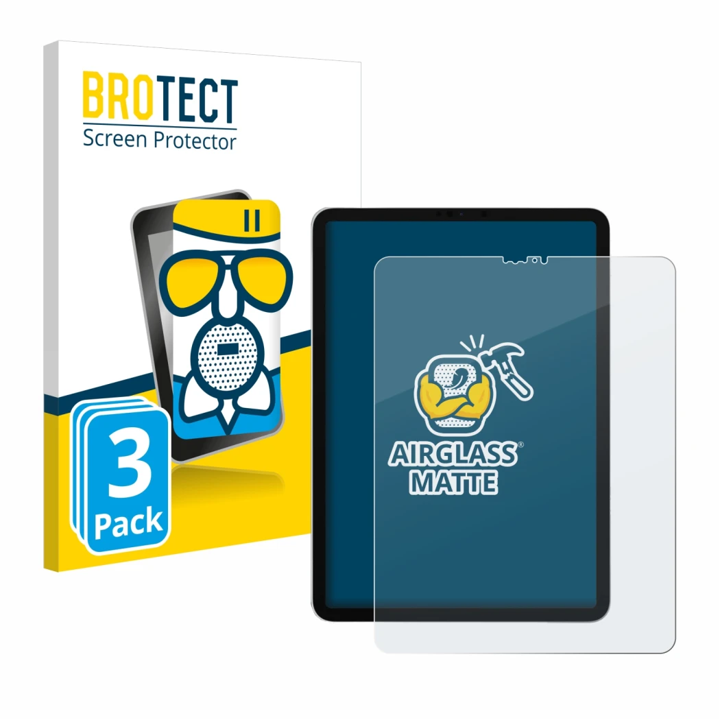 Vorderseite einer Produktverpackung mit dem Markenlogo BROTECT. Daneben ist das Gerät Apple iPad Pro 12.9