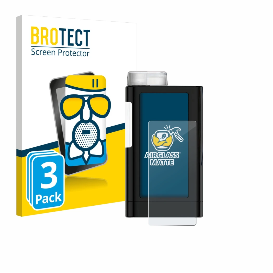 Vorderseite einer Produktverpackung mit dem Markenlogo BROTECT. Daneben ist das Gerät Mylife YpsoPump mit dem zugehörigen Disp