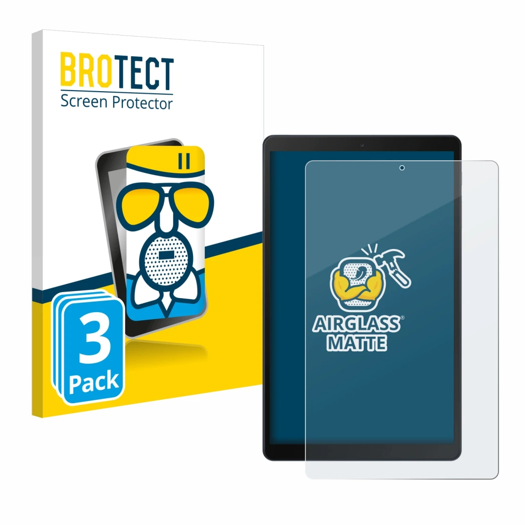 Vorderseite einer Produktverpackung mit dem Markenlogo BROTECT. Daneben ist das Gerät Samsung Galaxy Tab A 10.1 WiFi 2019 mit 