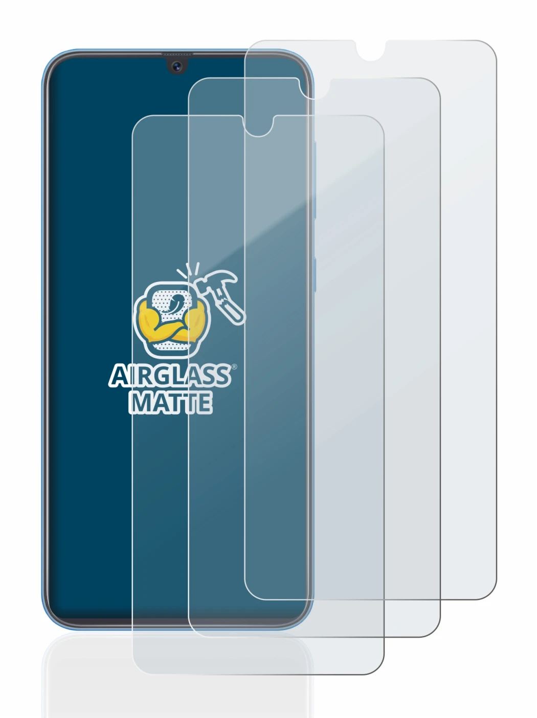 Abbildung des Geräts Samsung Galaxy A40 mit einer Vielzahl des Displayschutzes.