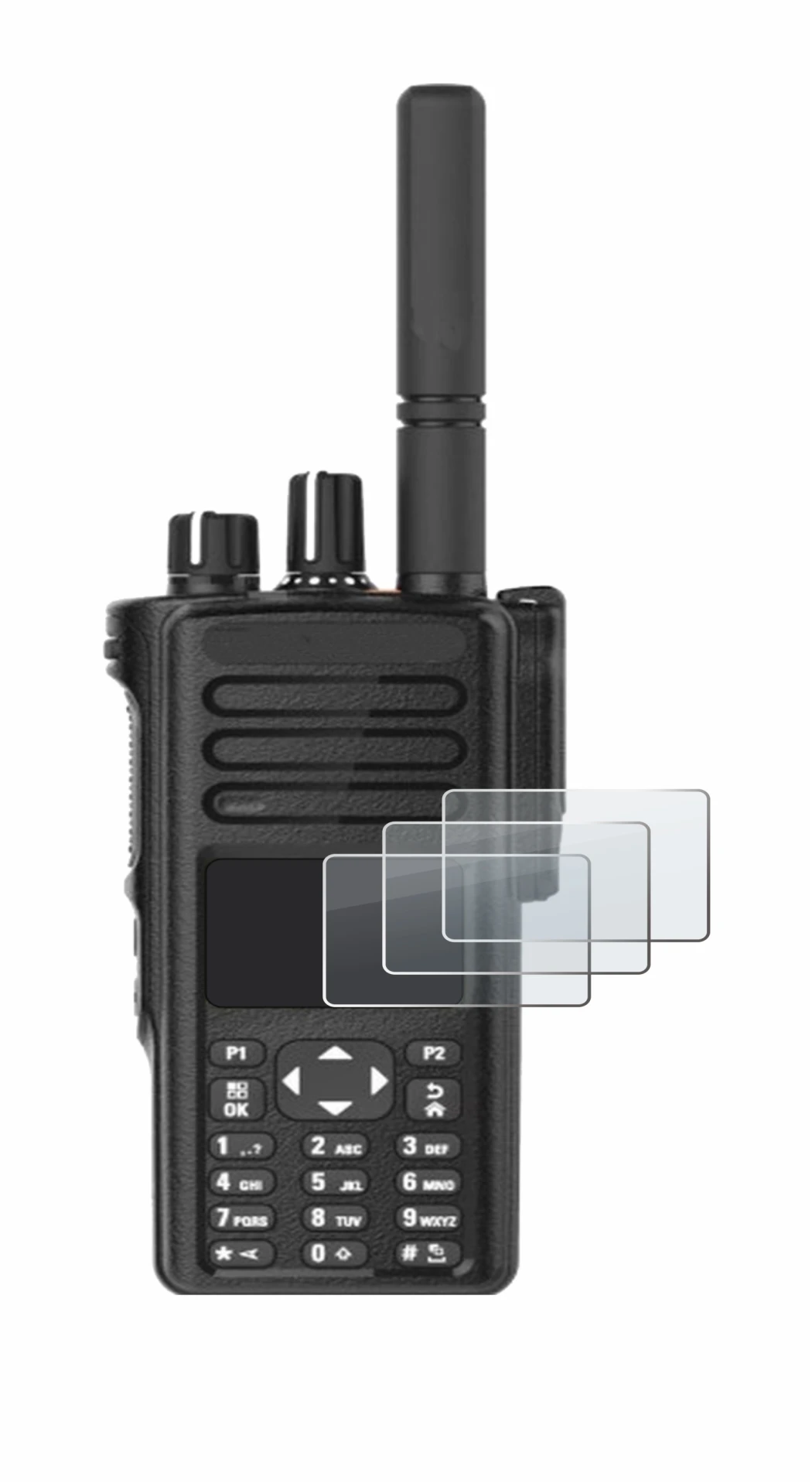 Abbildung des Geräts Motorola DP4801e mit einer Vielzahl des Displayschutzes.