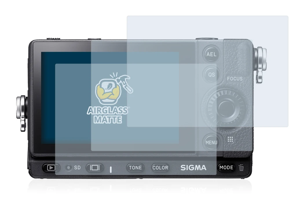 Abbildung des Geräts Sigma FP mit einer Vielzahl des Displayschutzes.
