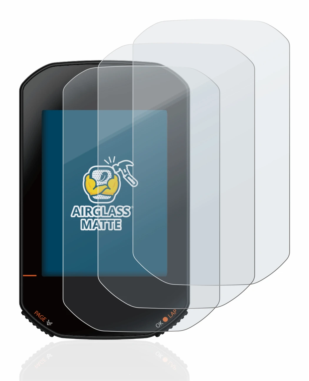 Abbildung des Geräts Bryton Rider 420 mit einer Vielzahl des Displayschutzes.