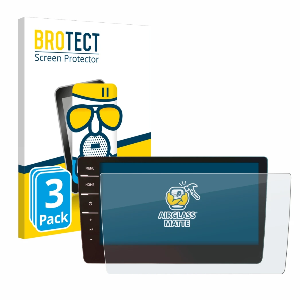 Vorderseite einer Produktverpackung mit dem Markenlogo BROTECT. Daneben ist das Gerät Volkswagen Touran 2019 Discover Pro 9.2