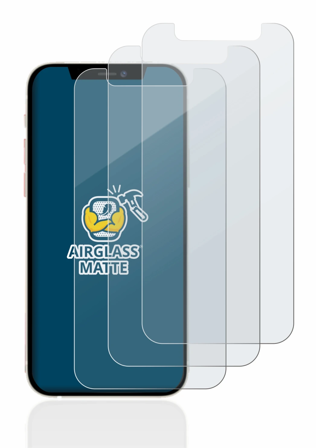 Abbildung des Geräts Apple iPhone 12 mini mit einer Vielzahl des Displayschutzes.