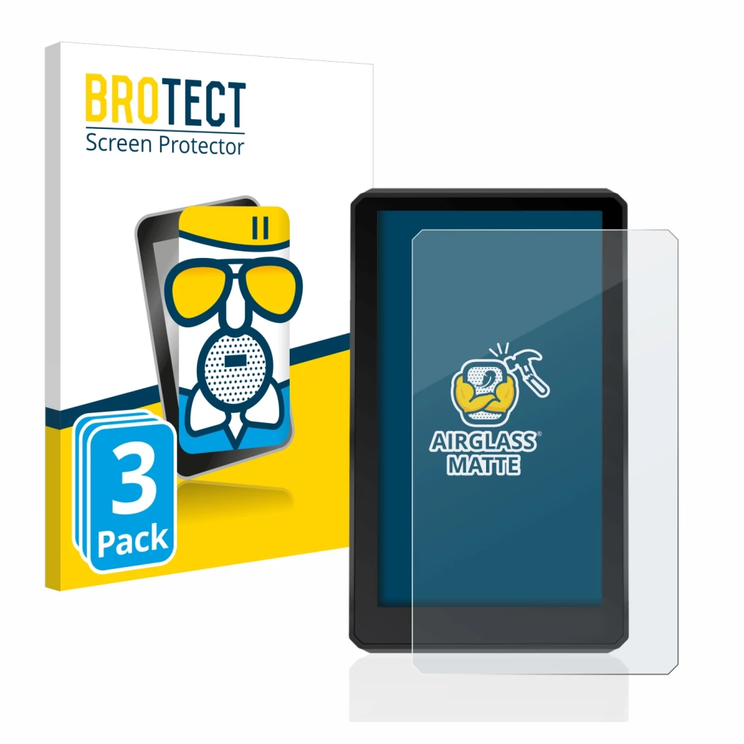 Vorderseite einer Produktverpackung mit dem Markenlogo BROTECT. Daneben ist das Gerät Garmin zumo XT mit dem zugehörigen Displ