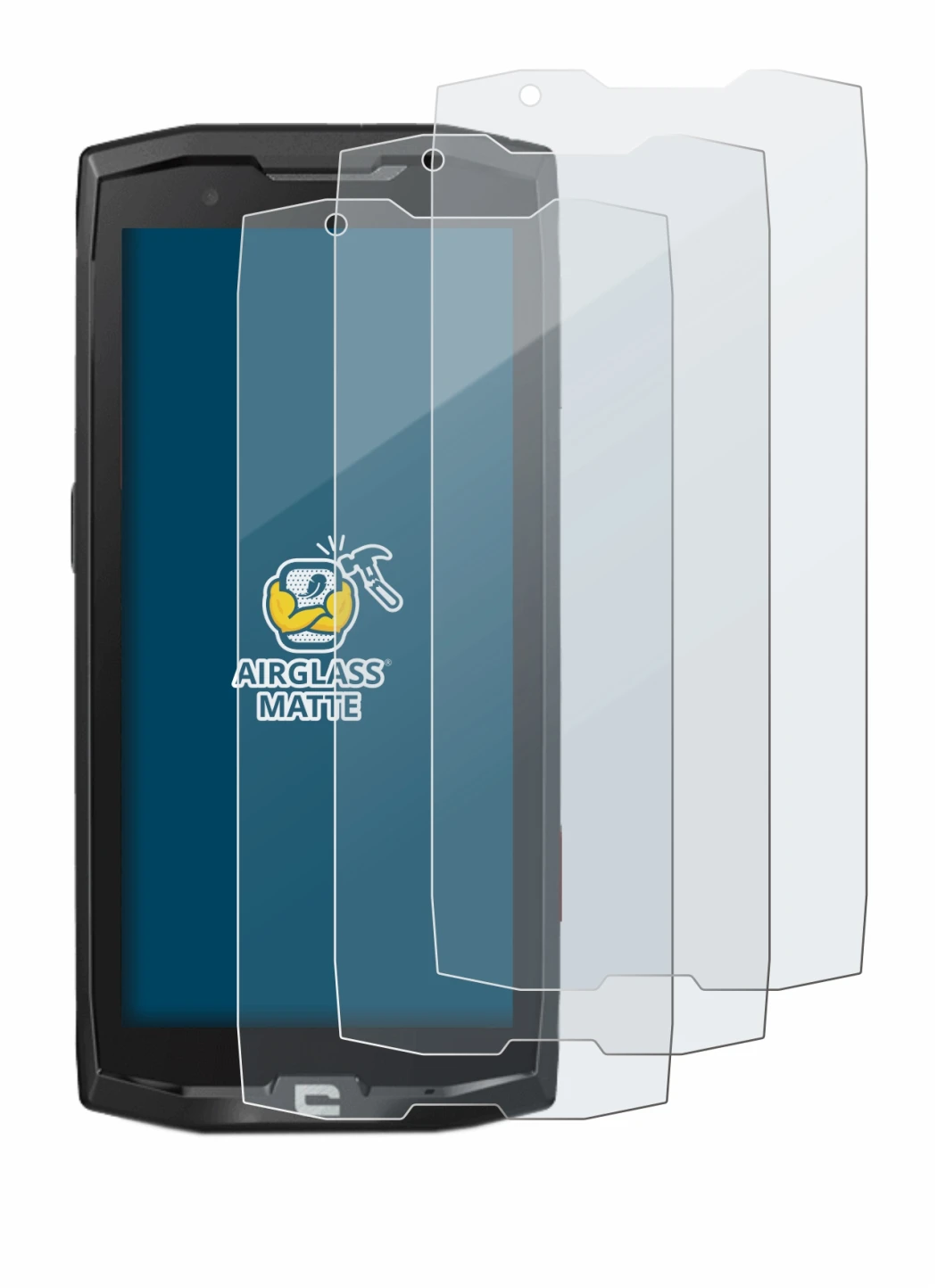 Abbildung des Geräts Crosscall Core X4 mit einer Vielzahl des Displayschutzes.