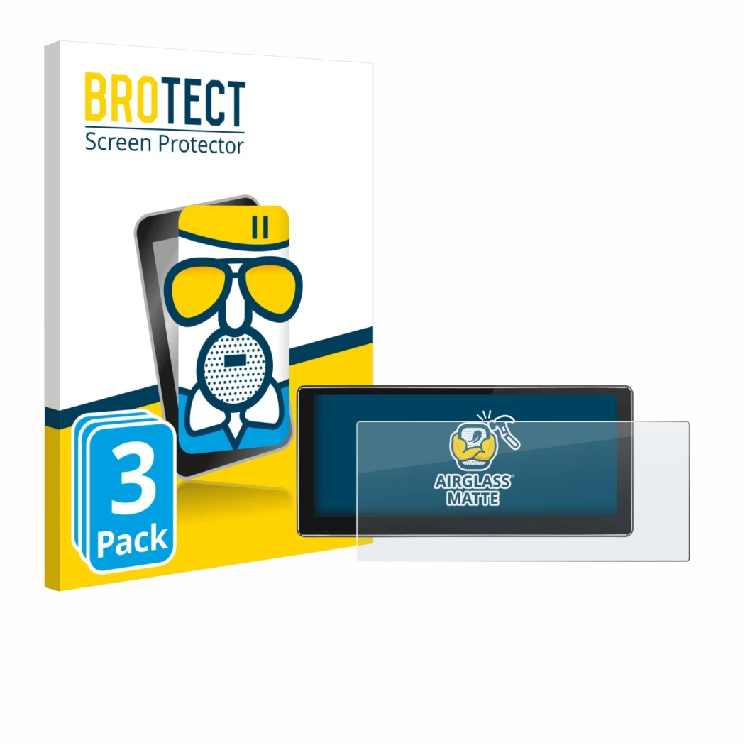 Vorderseite einer Produktverpackung mit dem Markenlogo BROTECT. Daneben ist das Gerät Joying 4G Car Radio 10.25