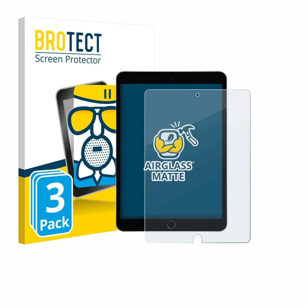 Vorderseite einer Produktverpackung mit dem Markenlogo BROTECT. Daneben ist das Gerät Apple iPad 10.2