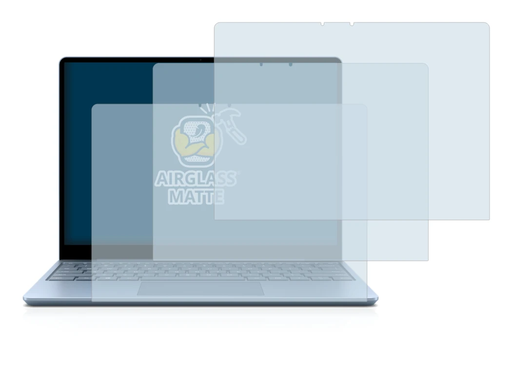 Abbildung des Geräts Microsoft Surface Laptop Go mit einer Vielzahl des Displayschutzes.