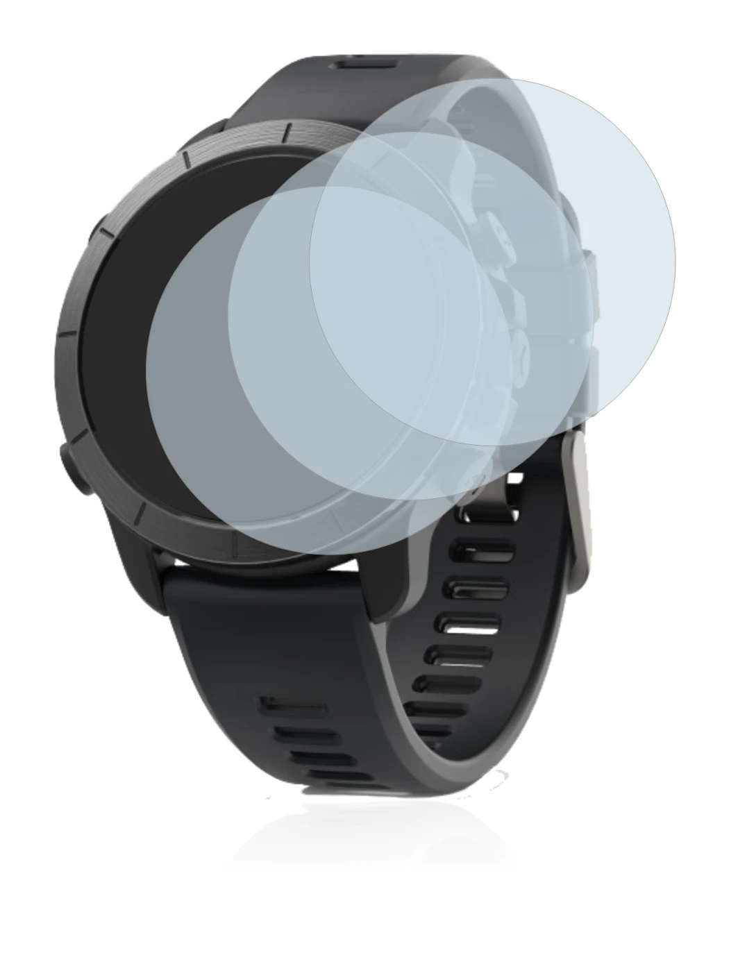 Abbildung des Geräts Wahoo Elemnt Rival mit einer Vielzahl des Displayschutzes.