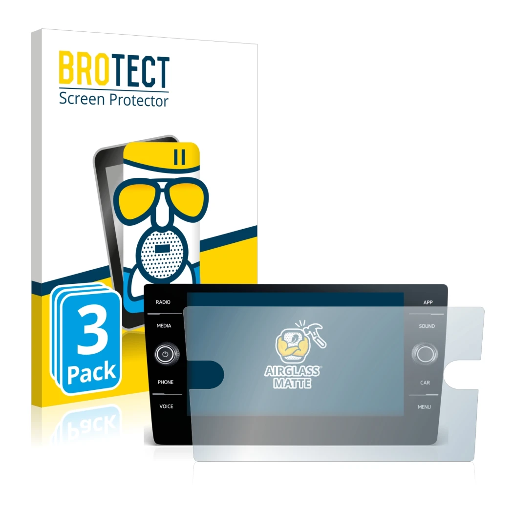 Vorderseite einer Produktverpackung mit dem Markenlogo BROTECT. Daneben ist das Gerät Volkswagen Tiguan R-Line TDI 2020 Discov