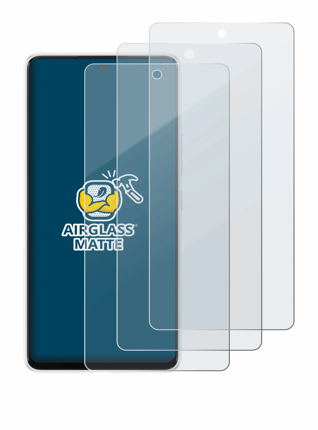Abbildung des Geräts Samsung Galaxy A53 5G mit einer Vielzahl des Displayschutzes.