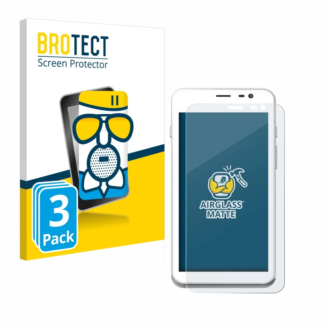 Vorderseite einer Produktverpackung mit dem Markenlogo BROTECT. Daneben ist das Gerät Pax A77 mit dem zugehörigen Displayschut