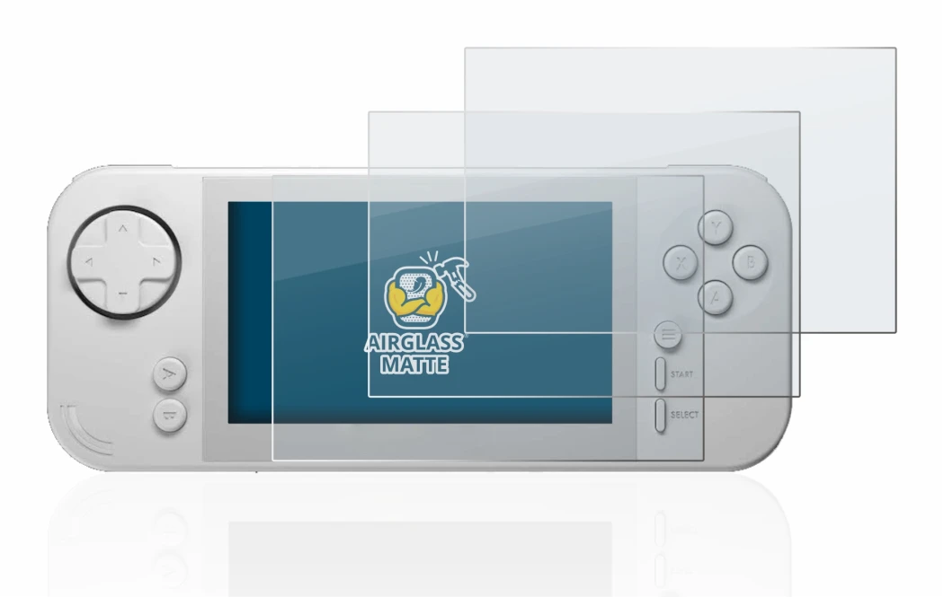 Abbildung des Geräts Evercade EXP mit einer Vielzahl des Displayschutzes.