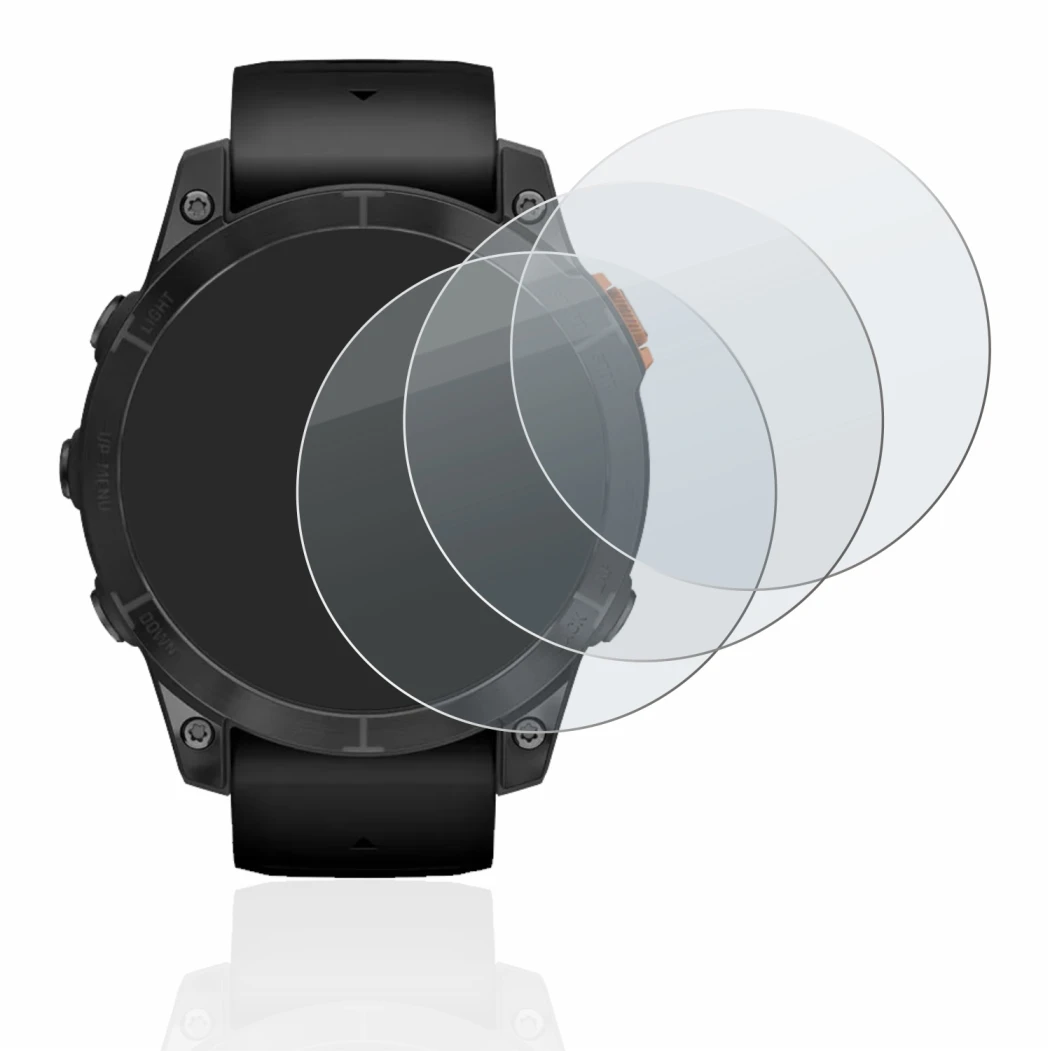Abbildung des Geräts Garmin Fenix 7 Pro Solar (47 mm) mit einer Vielzahl des Displayschutzes.