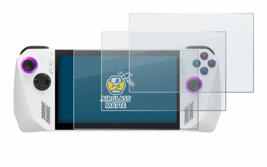 Abbildung des Geräts ASUS ROG Ally (2023) RC71L mit einer Vielzahl des Displayschutzes.