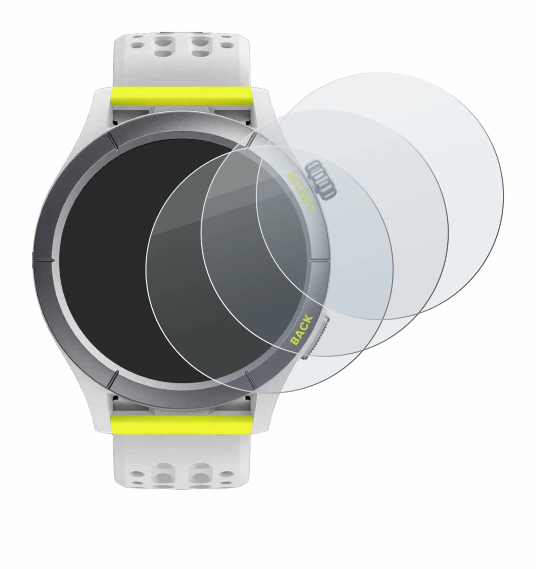 Abbildung des Geräts Huami Amazfit Cheetah mit einer Vielzahl des Displayschutzes.