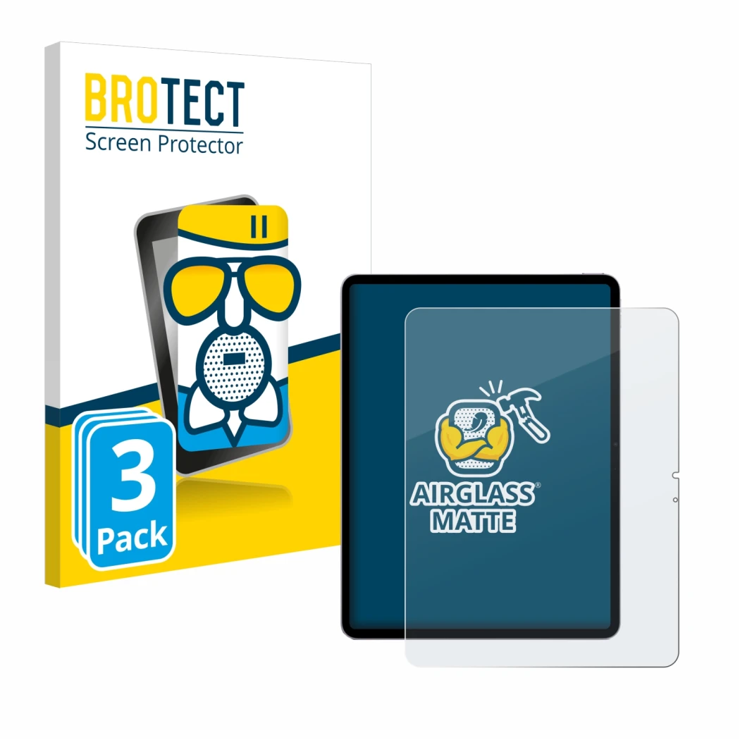 Vorderseite einer Produktverpackung mit dem Markenlogo BROTECT. Daneben ist das Gerät Apple iPad Air 13