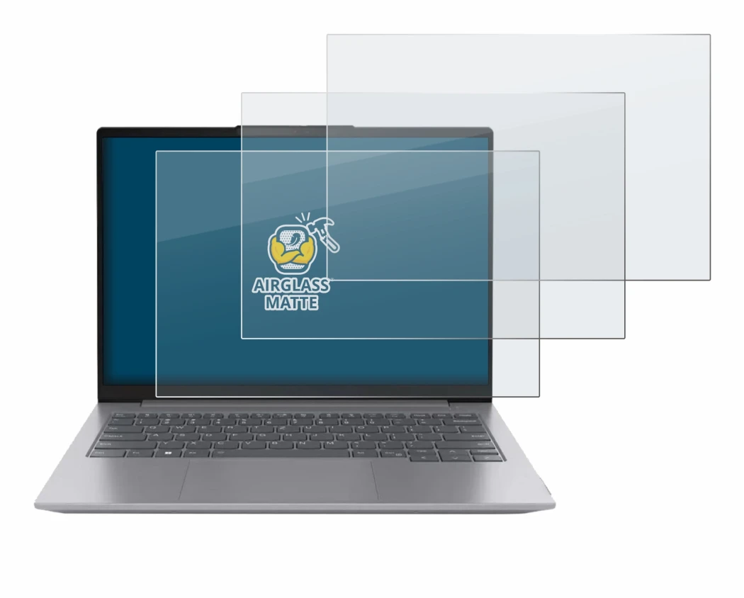 Abbildung des Geräts Lenovo ThinkBook 16 Gen 6 mit einer Vielzahl des Displayschutzes.