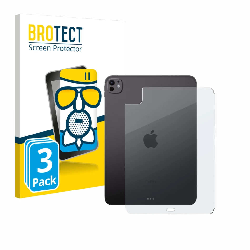 Vorderseite einer Produktverpackung mit dem Markenlogo BROTECT. Daneben ist das Gerät Apple iPad Pro 11
