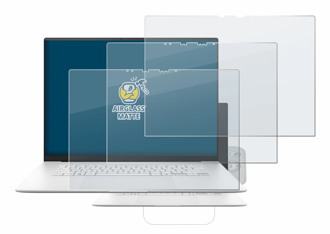 Abbildung des Geräts ASUS ZenBook S 16 mit einer Vielzahl des Displayschutzes.