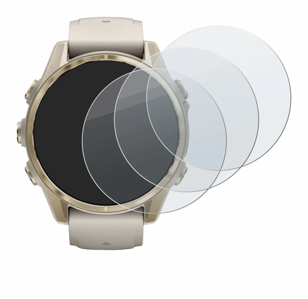 Abbildung des Geräts Garmin Fenix 8 (43 mm) mit einer Vielzahl des Displayschutzes.