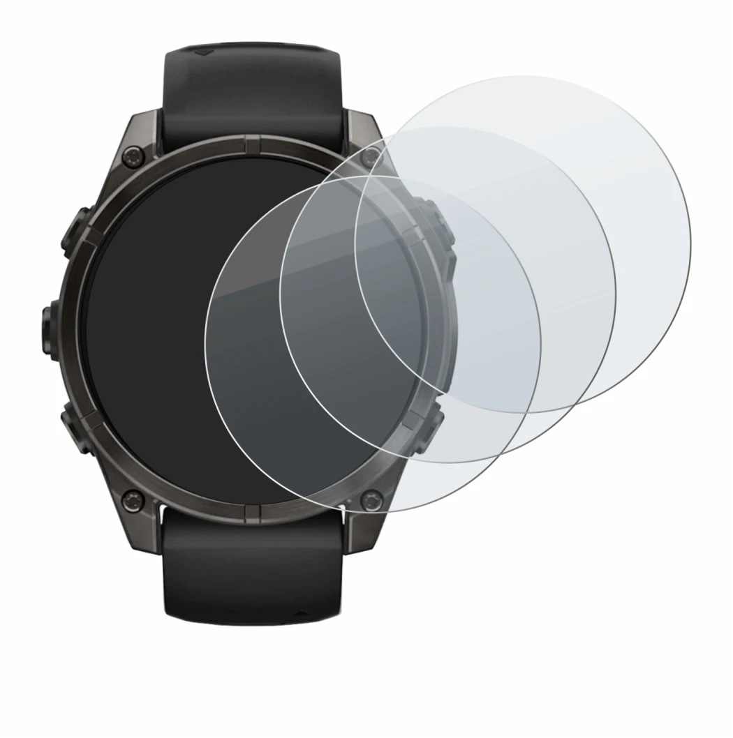 Abbildung des Geräts Garmin Fenix 8 AMOLED (47 mm) mit einer Vielzahl des Displayschutzes.